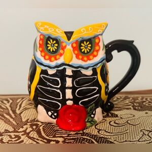 3D Day of the Dead Owl Mug, New Sold Out Cracker Barrel
